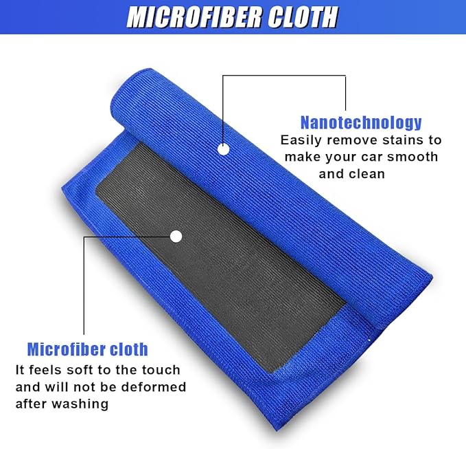 2PCS Clay Bar Towel for Auto Detailing, 12" x 12" Fine Grade Microfiber Car Chamois Towel, No-Scratch DIY Detail Clay Bar Alternative Cloth Mud Strip Cleaner Tool for Cars Detailing (2PCS)