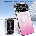 Guppy Compatible with iPhone 17 Pro Max Magnetic Case, with Full Camera Lens Protector [Compatible with MagSafe] Scratch Resistant Gradient Glass Back Cover Phone Case-Pink
