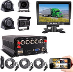 JOINLGO 4 Channel 256GB 1080P AHD HD Mobile Vehicle Car DVR Black Box Video Recorder Kit with 4pcs Waterproof Side Rear View Backup Night Vision Metal IR 2.0MP Car Camera 7" HD Car Monitor