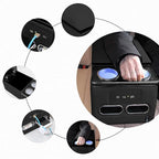 Sporacingrts Center Console Armrest Organizer with LED Light, USB Port, Cup Holders, Armrest, Padded Top Lid - Ideal for Business Upgrade Center Console Organizerand