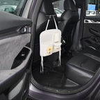 Car Seat Back Storage Organizer Bag, Multifunctional Leather Backseat Car Organizer with Hanging Pockets, Beige Quilted Design for Suv and Family Travel Interior