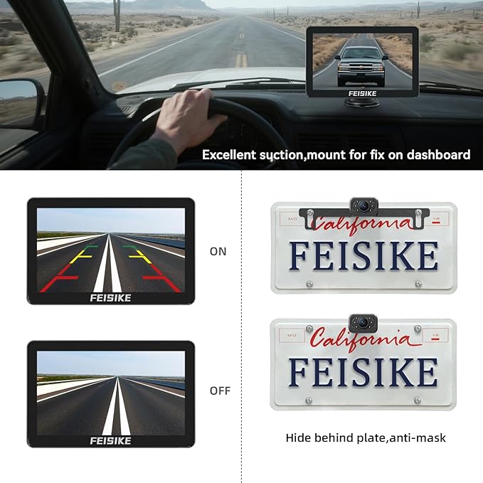 Backup Camera with IR Night Vision, 7 Inch 1080P HD Rear View Camera, Plug-Play, DIY Guide Lines, 150° Wide Angle, Back up Camera Systems for Truck Cars Pickups SUV Van