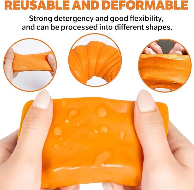 XPERTCHEMY Car Clay Bar 4 Pack 400g(4x100g), Auto Detailing Premium Grade No Scratch Magic Clay Bars Cleaner Kit with Washing and Adsorption Capacity for Car Auto SUV, RV, Truck, Orange