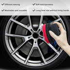 Wevdn 2PCS Tire Shine Applicator, Durable & Reusable Hex Grip Tire Dressing Sponge Foam Detailing Pad, Washable Round Shape Wheel Tire Shine Car Cleaning Sponge, Car Accessories (Red-Large)
