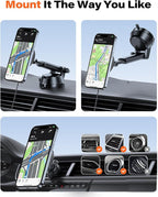 APPS2Car for 15W Car Mount Charger, for iPhone 16 Wireless Car Charger Magnetic Car Phone Holder Mount, Dashboard Windshield Vent for iPhone 16/15/14/13/12 Series, Compatible with MagSafe and Case