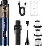 Upbooz Handheld Vacuum Cordless, Car Vacuum with 14000PA Powerful Suction with LED Light, Air Duster 2-in-1,Low Noise Rechargeable Portable Mini Vacuum Cleaner for Car Home Pet Office,Two Gears Blue
