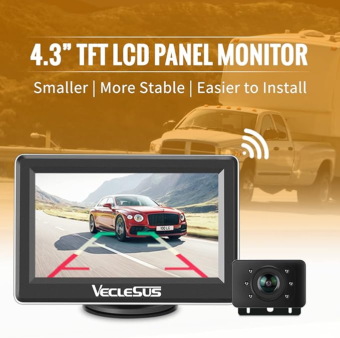 Wireless Backup Camera Systems WM1 high Definition 1080P Night Vision 4.3inches Monitor Wireless Rear View Camera for Cars sedans s-u-vs Pickups Vans