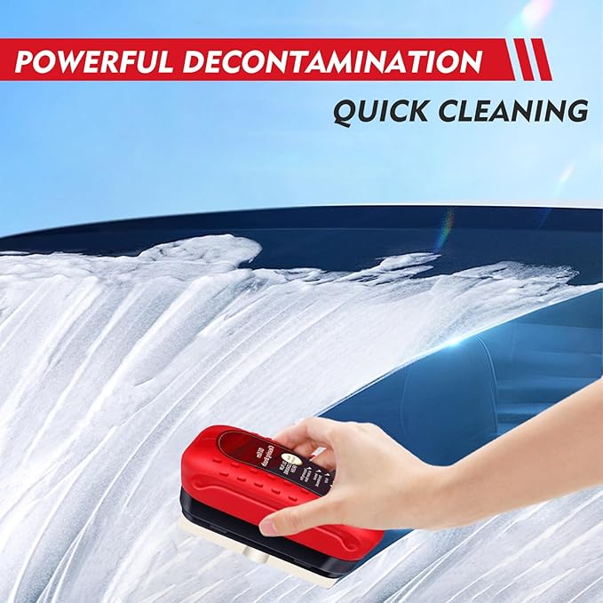 Automotive Oil Film Cleaning Brush with Reusable Foam Sprayer, Upgraded Antifog Glass Cleaning Board, Glass Oil Film Remover for Car Windows & Windshields,Versatile Car Glass Cleaner Brush (2Pack_Red)