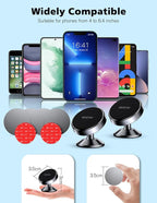 2 Pack Magnetic Phone Holder for Car, [ Strong Magnet ] Magnetic Phone Holder, [ 360° Rotation ] Phone Magnet for Car, Compatible with Most Smartphones, Must be Used with Metal Pad, Black