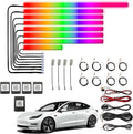 Car Interior Ambient Lights, RGB Neon Lighting for Tesla Model 3 2020,20 in 1 256 Colorful LED Acrylic Fiber Optic Strip,Multiple ModesDecoration Atmosphere with Music