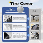 Explore Land Weatherproof Tire Covers 4 Pack Alumium Wheel Protector for Truck, SUV, Trailer, Camper, RV,S (Fits Diameter 32"-34.75"), Silver, Set of 4
