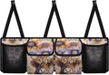 Floral Highland Cow Car Trunk Organizer Sturdy Trunk Hanging Storage Bag with 4 Compartments Backseat Car Organizer for SUV,Truck,Van