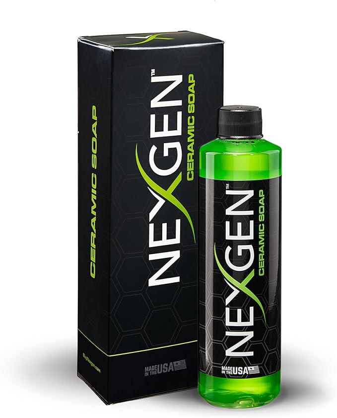 Nexgen Premium Ceramic Soap (8oz) - Dual-Action Formula Car Wash Soap with SiO2 for Cleaning & Protection - Hydrophobic Water-Beading`- Car Cleaning Supplies - Safe for Paint, Glass, Chrome & More