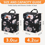 Vankor 4.2 Gallons Car Trash Can with Lid, Bag Bin Hanging Waterproof Automotive Car Garbage Cans Leak Proof Vehicle Trash Can for Truck SUV,Black Floral