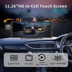 11 Inch Wireless Apple CarPlay & Android Auto Screen for Car,with 4K Dash Cam,Ultra-Light Touchscreen, IP68 1080P Backup Camera, GPS Navigation, Voice Control, Mirror Link(No Card)