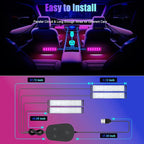 Honalia Car LED Lights Interior, RGB Interior Car Lights with App Control and Music Sync, USB Under Dash LED Lights for Jeeps Trucks SUVs, DC 5V