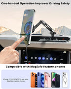 CloudValley 15W Magnetic Wireless Car Charger Phone Mount for Ford Bronco 2021-2026 2/4 Door Badlands, Off-Road Stable Dash Phone Holder with 360° Adjustable Aluminum Alloy, No Drill Install