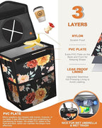 Pritent Car Trash Can with Lid, Cute Leakproof Car Trash Garbage Bag Hanging Vehicle Trash Bin Small Portable Automotive Garbage Cans Organizer for Back/Front Seat/Console(Trapezoid,Rose)