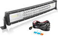 AUXTINGS 22 inch 270W Curved Triple Row LED Light Bar Work Light Spot Flood Beam with Wiring Harness kit Switch for Trucks Tractor 4X4 Jeep Boat Off Road Auto Fog Driving Lamp 12V 24V Waterproof IP67