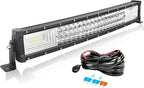 AUXTINGS 22 inch 270W Curved Triple Row LED Light Bar Work Light Spot Flood Beam with Wiring Harness kit Switch for Trucks Tractor 4X4 Jeep Boat Off Road Auto Fog Driving Lamp 12V 24V Waterproof IP67