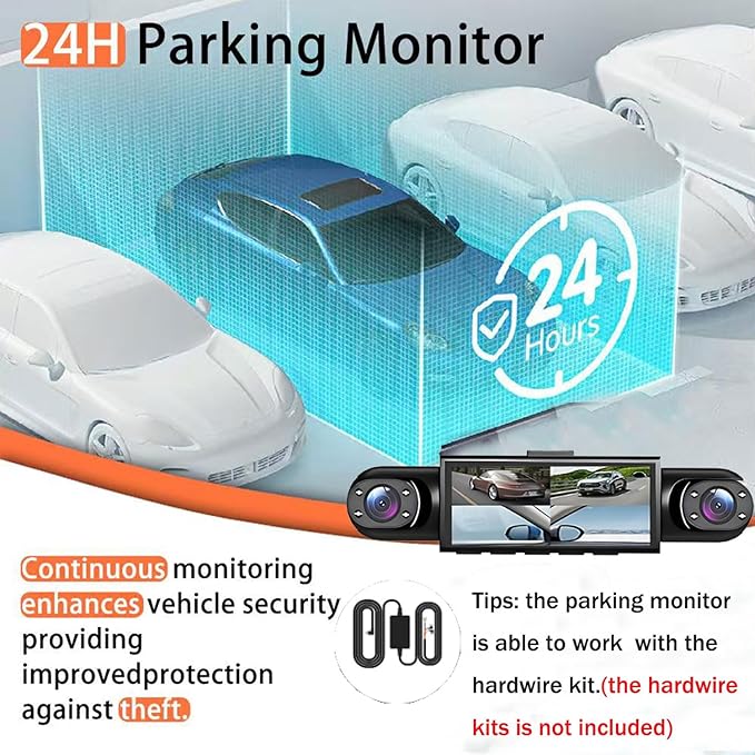 4 Channel Dash Cam 360° View, 1080P Front and Rear Inside, Left Right Dash Camera for Cars, Night Vision, WiFi & APP Control, G-Sensor, Loop Recording with 64GB SD Card (Y108WiFi+64G)