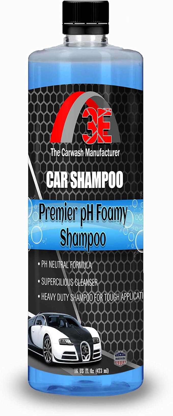 3E Blue Car Super Soap Highly Concentrated Shampoo Premier PH Foamy Car Wash Soap, Works with Foam Cannons, Foam Guns or Bucket Washes, Safe for Cars, Trucks, & More, Cherry Scent (16oz)