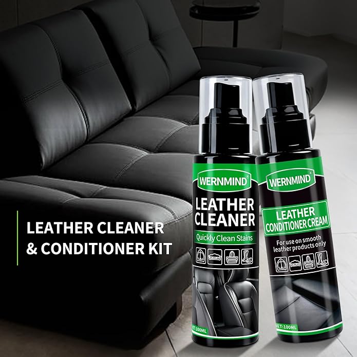 Leather Cleaner and Conditioner Cream Care Kit for Car Interiors Seats,Couches,Purses,Bags,Jackes,Boots