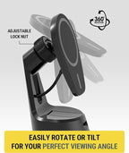 Scosche MPQ6 Magnetic Phone Holder for Car Dashboard/Windshield, 15W Wireless Fast Car Charger Stand, Hands Free Cell Phone Mount Compatible with iPhone 17/16/15/14/13/12 Series & MagSafe Case