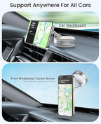 Jononser Magnetic Car Phone Mount, Compact Foldable Phone Holder with Strong Nano Adhesive & N52 Magnet, 360° Adjustable Dashboard/Windshield Mount for iPhone 17/16/15/14/13/12 & MagSafe Devices