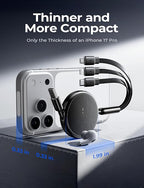 LISEN Multi Charging Cable, 3 in 1 Retractable Charging Cable, Retractable Car Charger with Type C/L/Micro USB Ports for iPhone 17 16 15 14 Pro/Samsung Galaxy S25/Kindle, Car Accessories for Women