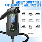 Portable Level 2& Level 1 Ev Charger for All SAE J1772 EVs, 25ft ETL Listed Electric Vehicle Charger, Smart Adjustable 6-16A,120-240V, Timer Function,Weatherproof IP66 with NEMA 6-20 Plug
