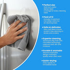 Microfiber Cleaning Cloth Grey 12 Pack Premium Microfiber Towels for Cars, Lint Free, Scratch-Free, Highly Absorbent, Reusable Cleaning Rags for Car, 320 GSM Household, Kitchen, Window, 12" x 12"