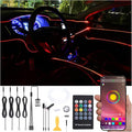 Car Ambient Lighting Kit 64 Colors Multicoloured Music Optic Fiber RF Remote + APP Control Car DIY Decorative Atmosphere Lighting DC 12V 1W 5m