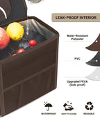 Capolo Car Trash Can with Lid, Leakproof Car Trash Bag Hanging Waterproof Automotive Garbage Can with Storage Pockets Mini Vehicle Trash Bin for Back/Front Seat(Brown,2.5 Gallon)