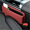 Ziciner Car Seat Gap Organizer, Premium Leather Auto Seat Storage Box, Vehicle Adjustable Front Seat Gap Filler, Car Seat Side Pocket Organizer for Phones, Glasses, Keys, Money, Cards (Red)