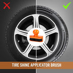 2pcs Large Car Tire Shine Applicator,Vegan Tire Shine Brush - Automotive Tire Dressing Applicator Brush with Storage Stand for Tire Detailing & Car Wash Kit, 3.6 Inch Length (Black & Orange)