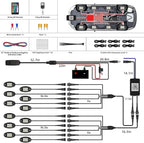 12 Pods RGBW LED Rock Lights Full Kit, 6500K Pure White (Not Mixed) & RGB Underglow for Truck Jeeps Golf Cart ATV UTV RZR Pickup, App/RF Remote Smart Brake Music Sync, Waterproof Offroad Underbody 12V