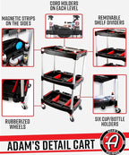 Adam's Polishes Standard Detailing Cart, Custom Mobile Rolling Utility Detailing Tool Cart Organizer for Garage DIY Home Projects, Extra Storage for Mechanics & Detailers During Repairs Car Wash/Wax
