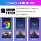 Hovano Car Interior LED Lights, APP Control with Car Charger, RGB Color Change with Music Sync & DIY Mode, 12V 2 Lines Design for Under Dash Running Board Truck