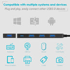 Aceele USB Hub 3.0 Splitter with 4ft Extension Long Cable Cord, 4-Port Ultra-Slim Multiport Expander for Desktop Computer PC, Laptop, Chromebook, Mac mini, iMac, PS4, Flash Drive Data and More