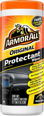 Armor All Original Protectant Wipes , Disposable Car Cleaning Wipes Renews and Revitalizes Automotive Interiors, 25 count