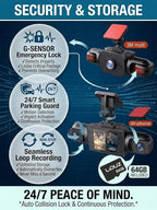 2026 New Full View Wireless Car Dashcam System,4k 4-Channel 360° Panoramic Dash Camera WiFi 6 Driving Recorder,Infrared Night Vision,24/7 Parking Monitor,G-Sensor,Motion Detection(64g)