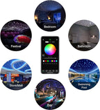 CHINLY Meteor 16W 550pcs 0.03in 13.1ft Car Use Bluetooth RGBW LED Fiber Optic APP/Remote Music Mode Headliner Light Kit+ Shooting Star kit +Adapter+Cigarette Lighter(Non-Twinkle)