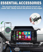 Car Phone Holder for Toyota Sienna 2021-2024 Accessories Apply to 9 Inch Touch Screen 15W Fast Wireless Charger Screen Fixed Clip Cell Phone Mount with Dashboard Storage Tray