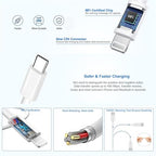 Extra Long 10FT iPhone Fast Charger,i Phone Charger Fast Charging【MFi Certified】2Pack 20W PD Fast USB C Charger Block + 10Foot i Phone Charging Cable Cord for iPhone 15/14/13/12/11/XS/XR/SE2022/8/iPad