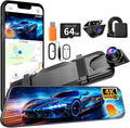 Mirror Dual Dash Camera,4K and 2.5K Dash Cam with Voice Control Rear View Mirror Camera and WiFi,GPS Dashcam for Cars with WDR Night Vision, G-Sensor, 24 Parking Monitor ABS (Include 64GB Card)