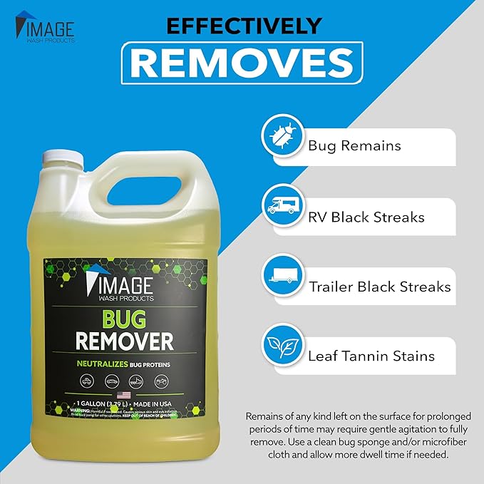 Image Wash Products Bug Remover Biodegradable Bug Cleaner for Cars Trucks, RVs & Semi-Trucks Safe for Polished Aluminum & Chrome, Eco-Friendly, Ready-to-Use Formula – Best Car Wash Bug Remover.