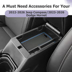 LUWU Center Console Organizer Compatible with Jeep Compass 2021-2025/Dodge Hornet 2023-2026 Accessories Armrest Console Storage Box Insert Tray ABS Material Coin Container Blue
