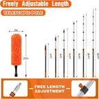 SISUPASSIE 30FT Reach High Ceiling Duster Kit, Window Cleaning kit with 5-24FT Extension Pole, Fan Duster for Ceiling Fan Blades, Microfiber Feather Duster, Rotatable Window Squeegee and Cobweb Duster