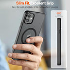 SUPFINE Magnetic for iPhone 12 Case/iPhone 12 Pro Case (Compatible with MagSafe)(Military Grade Drop Protection) Translucent Matte Shockproof Phone Cover,Black